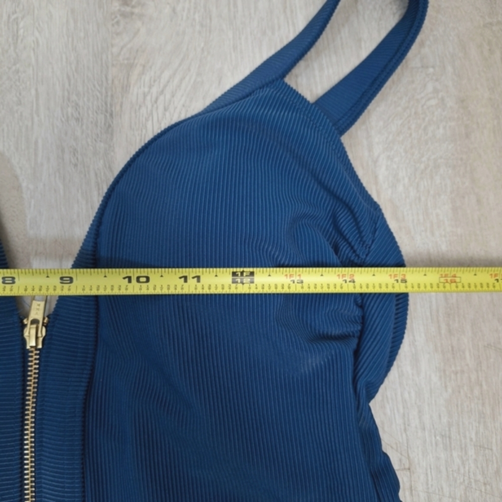 Kona Sol Target Teal Blue Mid Zip Padded One-Piece Swimsuit Swimwear Beach Coast - Picture 12 of 15